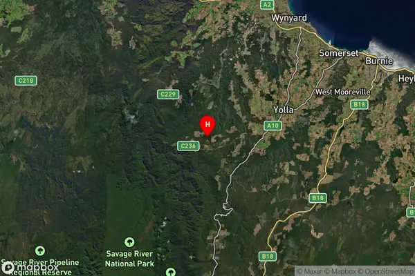 Takone,Tasmania Satellite Map