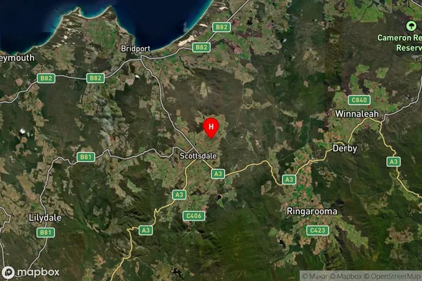 North Scottsdale,Tasmania Satellite Map