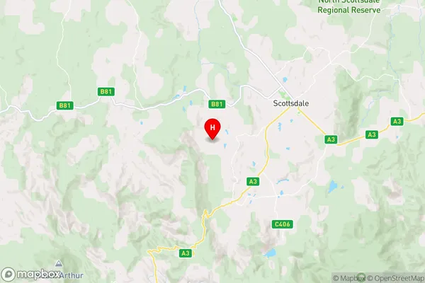 West Scottsdale,Tasmania Area Map