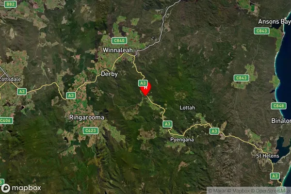 Weldborough,Tasmania Satellite Map