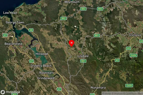 Bangor,Tasmania Satellite Map