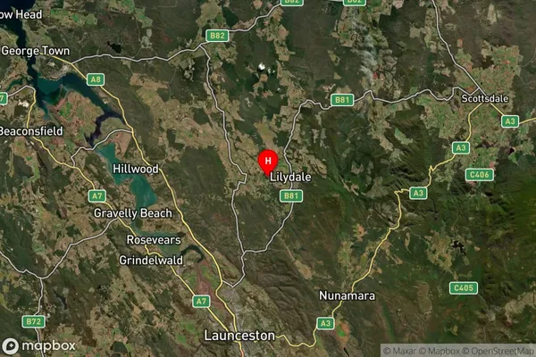 Lalla,Tasmania Satellite Map