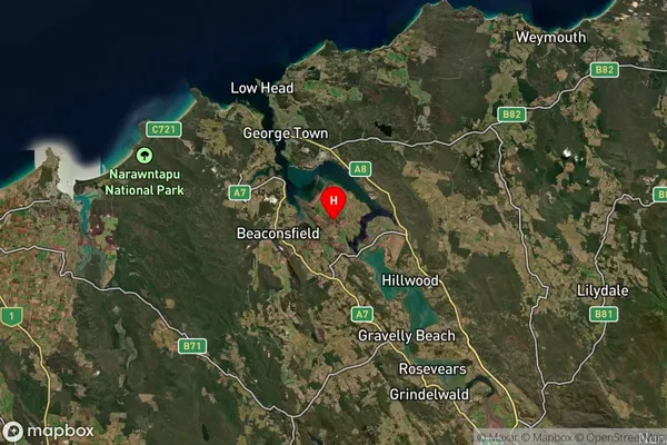 Kayena,Tasmania Satellite Map