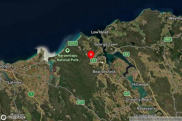 York Town,Tasmania Satellite Map