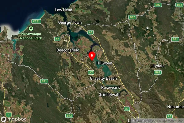 Deviot,Tasmania Satellite Map