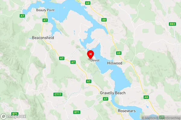 Deviot,Tasmania Area Map