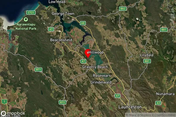 Robigana,Tasmania Satellite Map