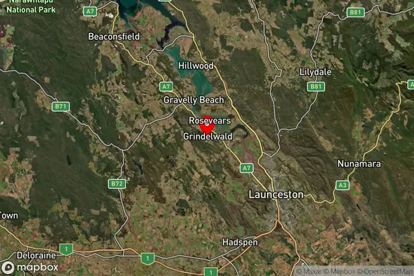 Grindelwald,Tasmania Satellite Map