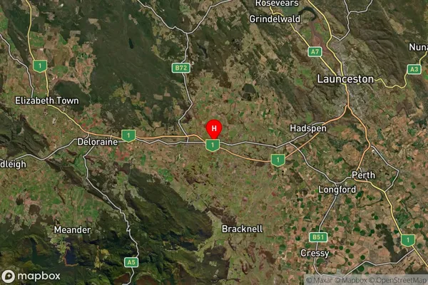 Hagley,Tasmania Satellite Map