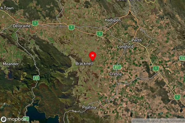 Bishopsbourne,Tasmania Satellite Map