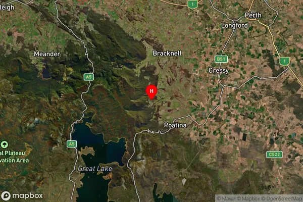 Blackwood Creek,Tasmania Satellite Map