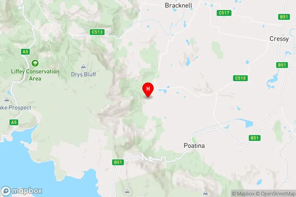 Blackwood Creek,Tasmania Area Map