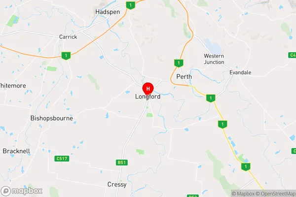 Longford,Tasmania Area Map