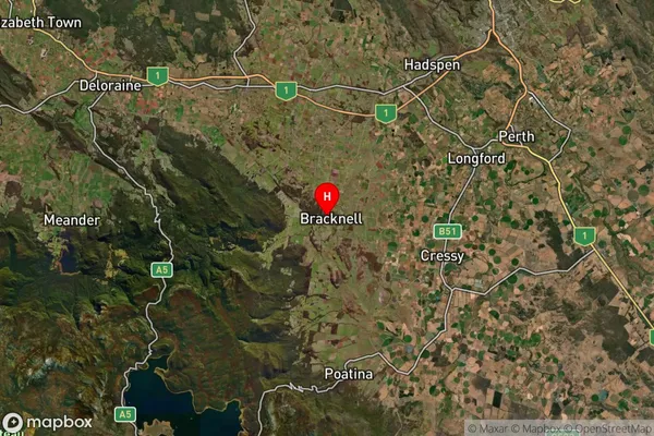 Bracknell,Tasmania Satellite Map