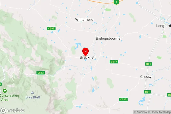 Bracknell,Tasmania Area Map