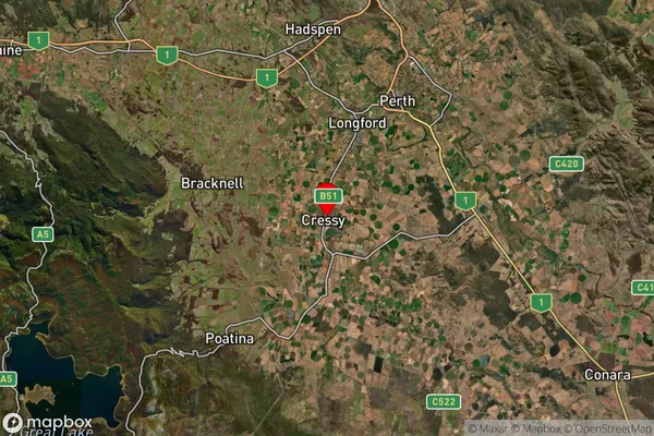 Cressy,Tasmania Satellite Map