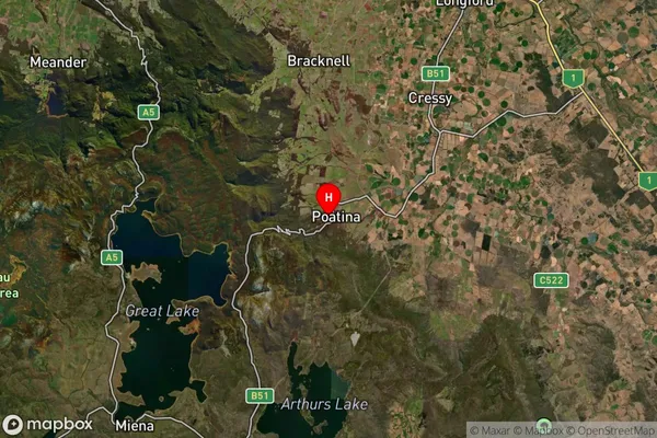 Poatina,Tasmania Satellite Map