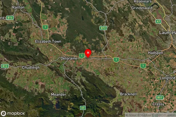 Exton,Tasmania Satellite Map