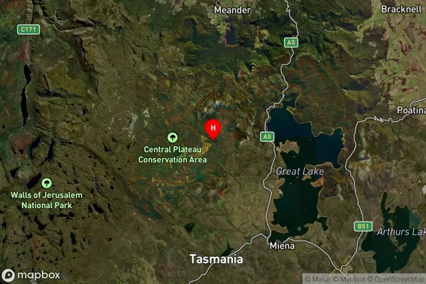 Central Plateau,Tasmania Satellite Map