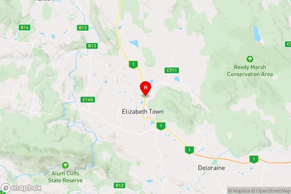 Elizabeth Town,Tasmania Area Map