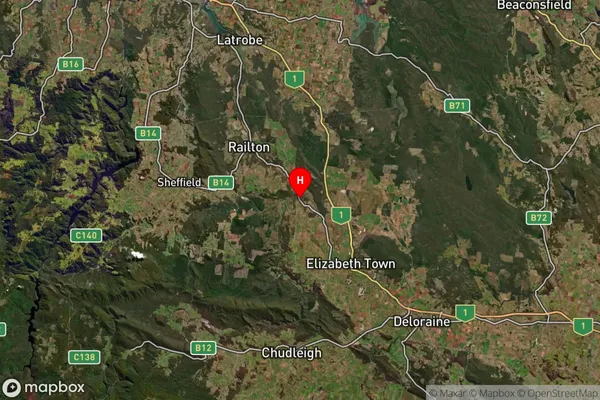 Kimberley,Tasmania Satellite Map