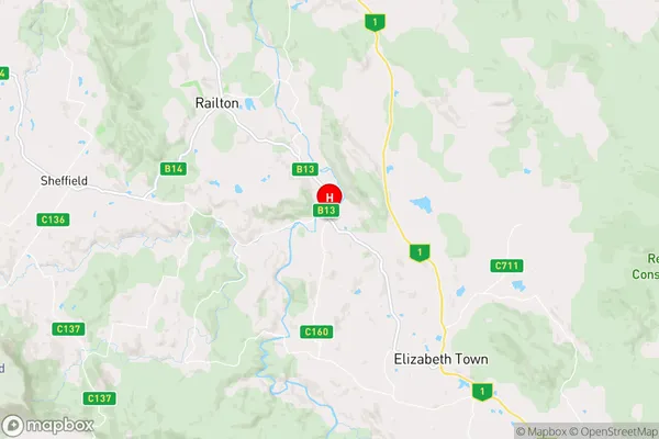 Kimberley,Tasmania Area Map