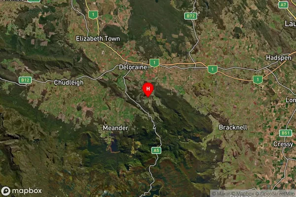 Quamby Brook,Tasmania Satellite Map