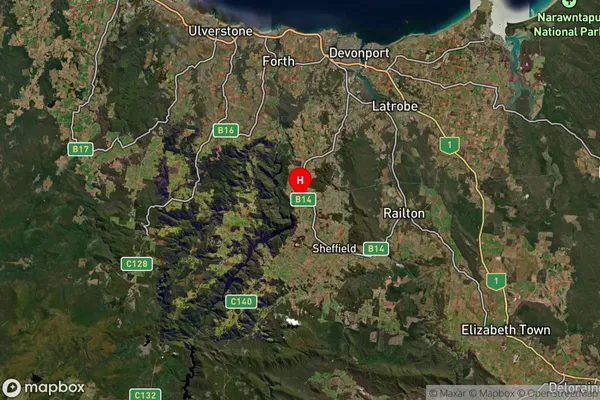 Barrington,Tasmania Satellite Map