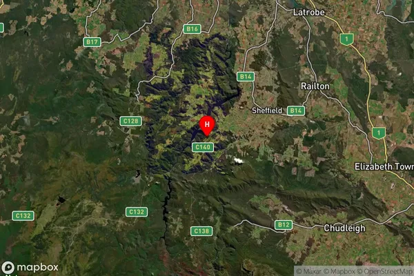 Promised Land,Tasmania Satellite Map