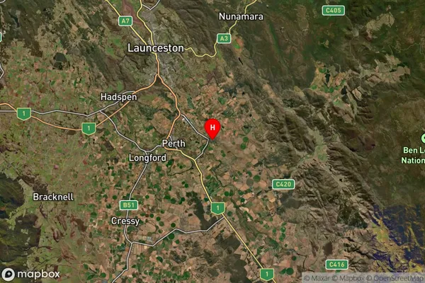 Evandale,Tasmania Satellite Map