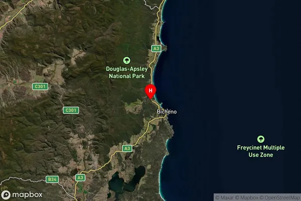 Bicheno,Tasmania Satellite Map