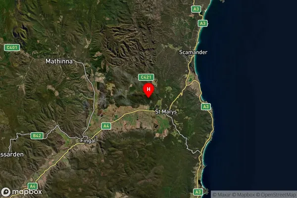 Cornwall,Tasmania Satellite Map