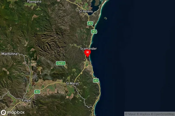 Falmouth,Tasmania Satellite Map