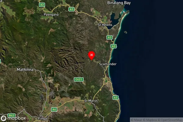 Upper Scamander,Tasmania Satellite Map