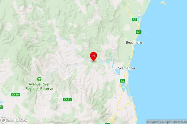 Upper Scamander,Tasmania Area Map