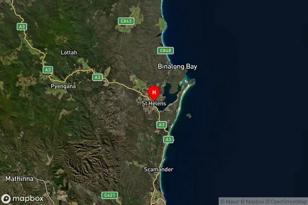 St Helens,Tasmania Satellite Map