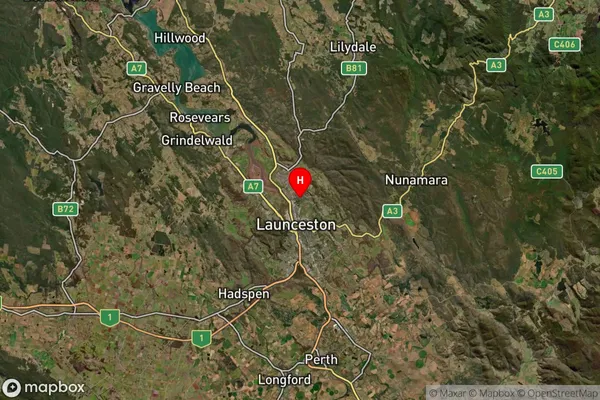 Mowbray,Tasmania Satellite Map