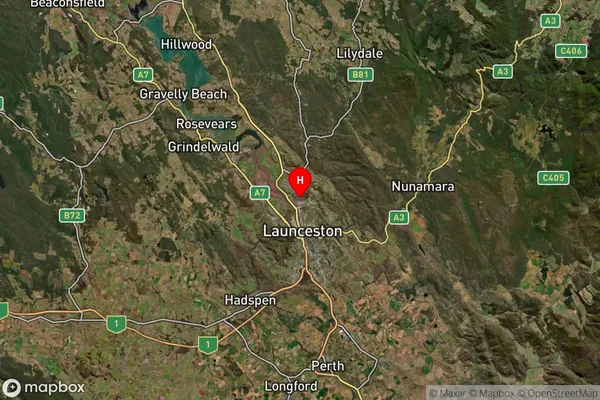 Mowbray Heights,Tasmania Satellite Map