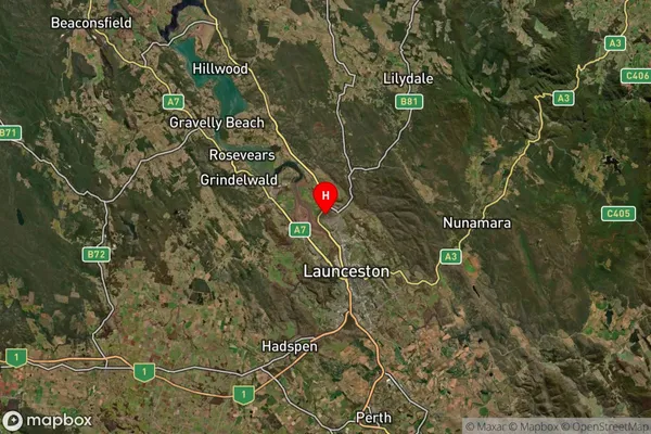 Newnham,Tasmania Satellite Map