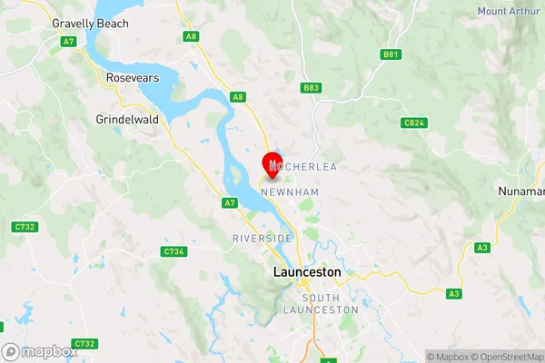 Newnham,Tasmania Area Map