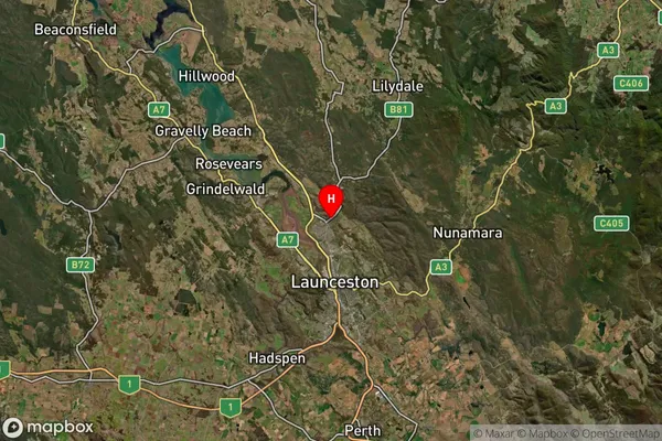 Rocherlea,Tasmania Satellite Map