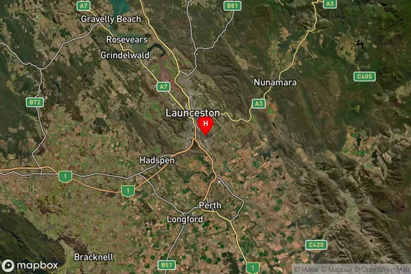 Kings Meadows,Tasmania Satellite Map