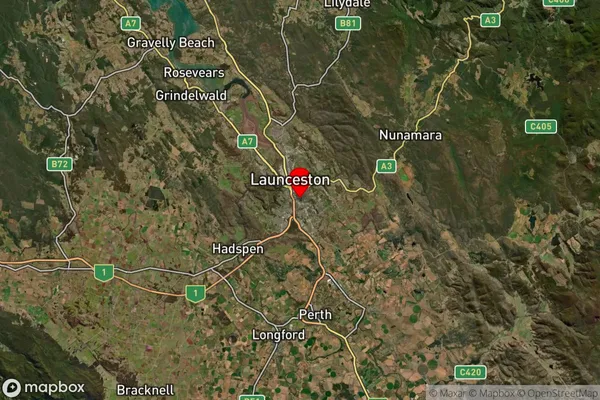 South Launceston,Tasmania Satellite Map