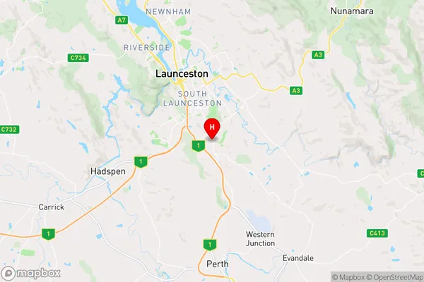 Youngtown,Tasmania Area Map