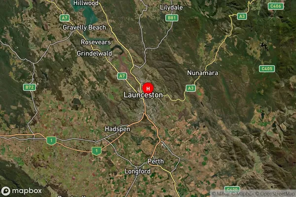 East Launceston,Tasmania Satellite Map