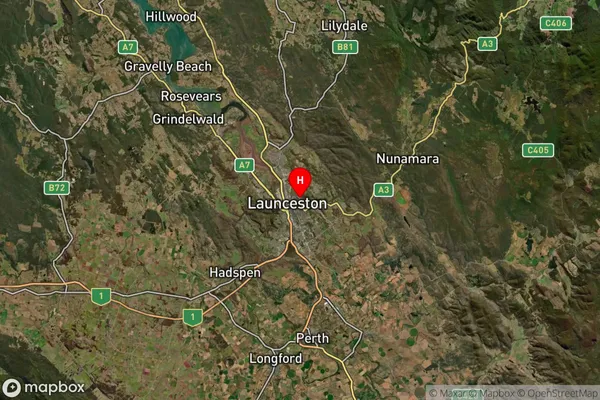 Elphin,Tasmania Satellite Map