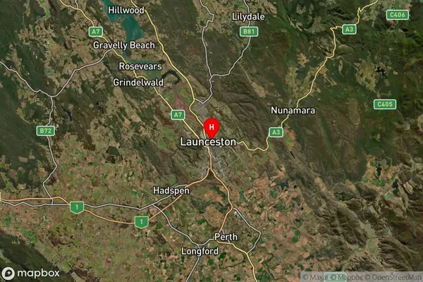 Launceston,Tasmania Satellite Map