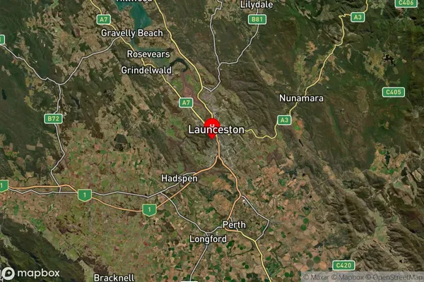 West Launceston,Tasmania Satellite Map