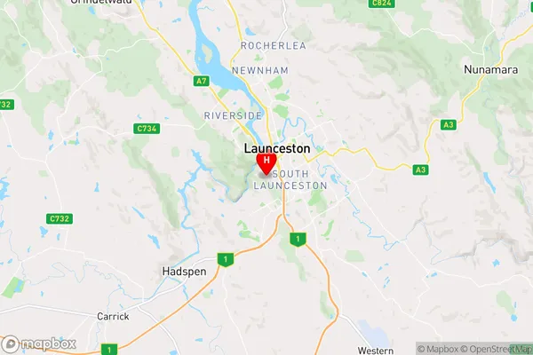 West Launceston,Tasmania Area Map