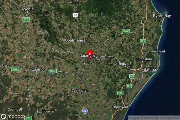 East Lismore,New South Wales Satellite Map